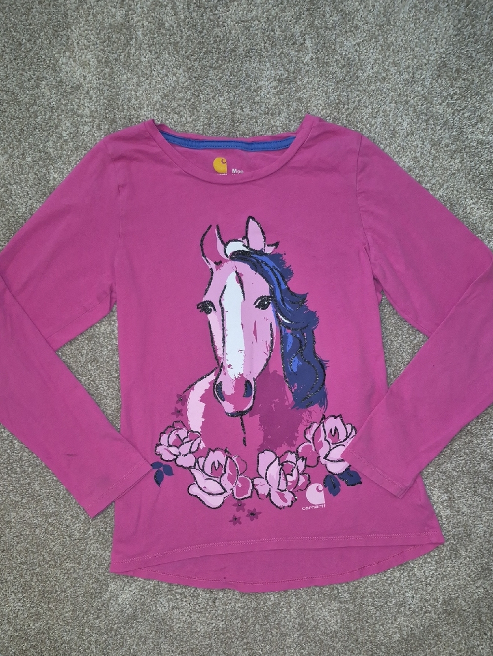 Carhartt Girls Pink Horse Graphic Long Sleeve Tee